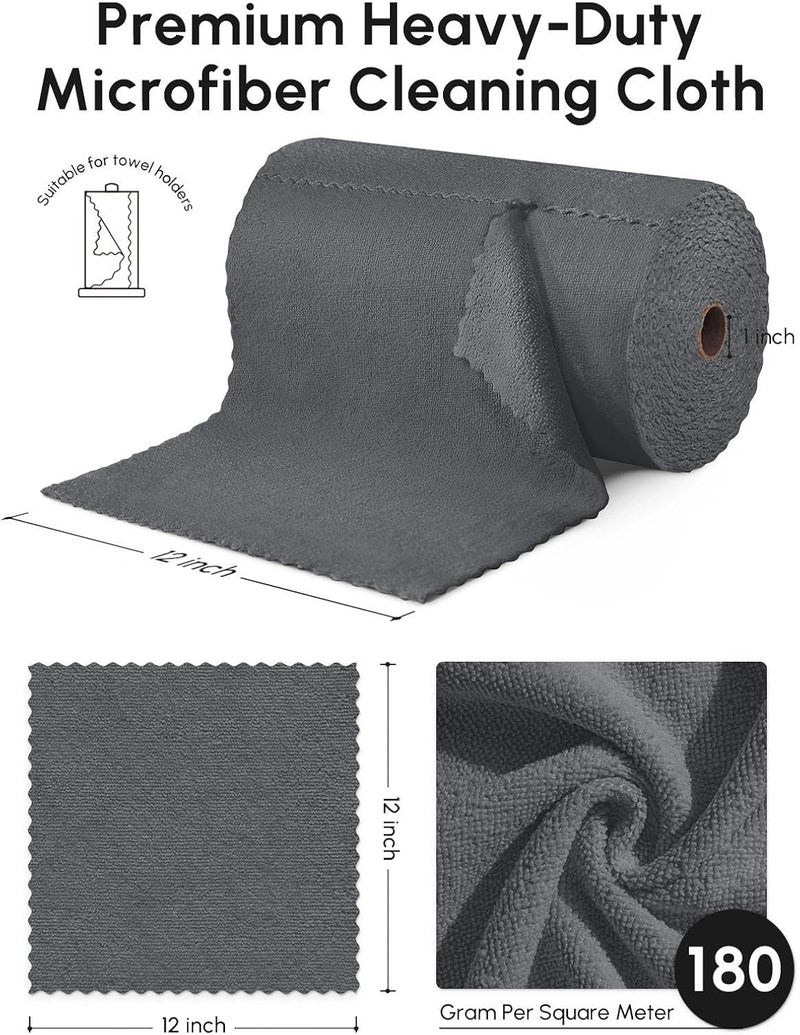 SOOWASH Microfiber Cleaning Cloths Roll, 75 Pack Tear Away Microfiber Towels Roll, 12" x 12" Lint Free Rags, Reusable Cleaning Cloths, Washable, Scratch Free,Ultra Absorbent Dish Rags(Dark Grey) - Image 3
